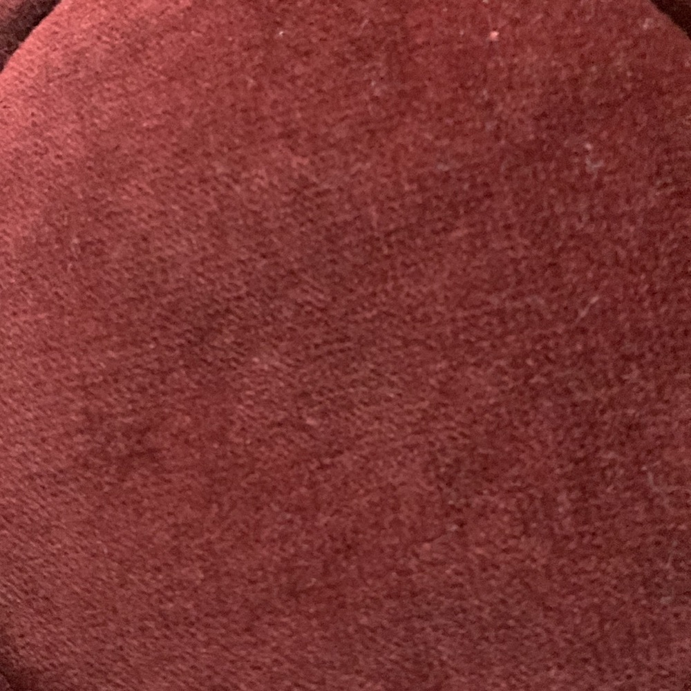 HANDMADE COASTERS (4) ROUND DECORATOR FABRIC TAUPE/WINE VELOUR BACK 5”AC DIAMOND - Picture 4 of 4